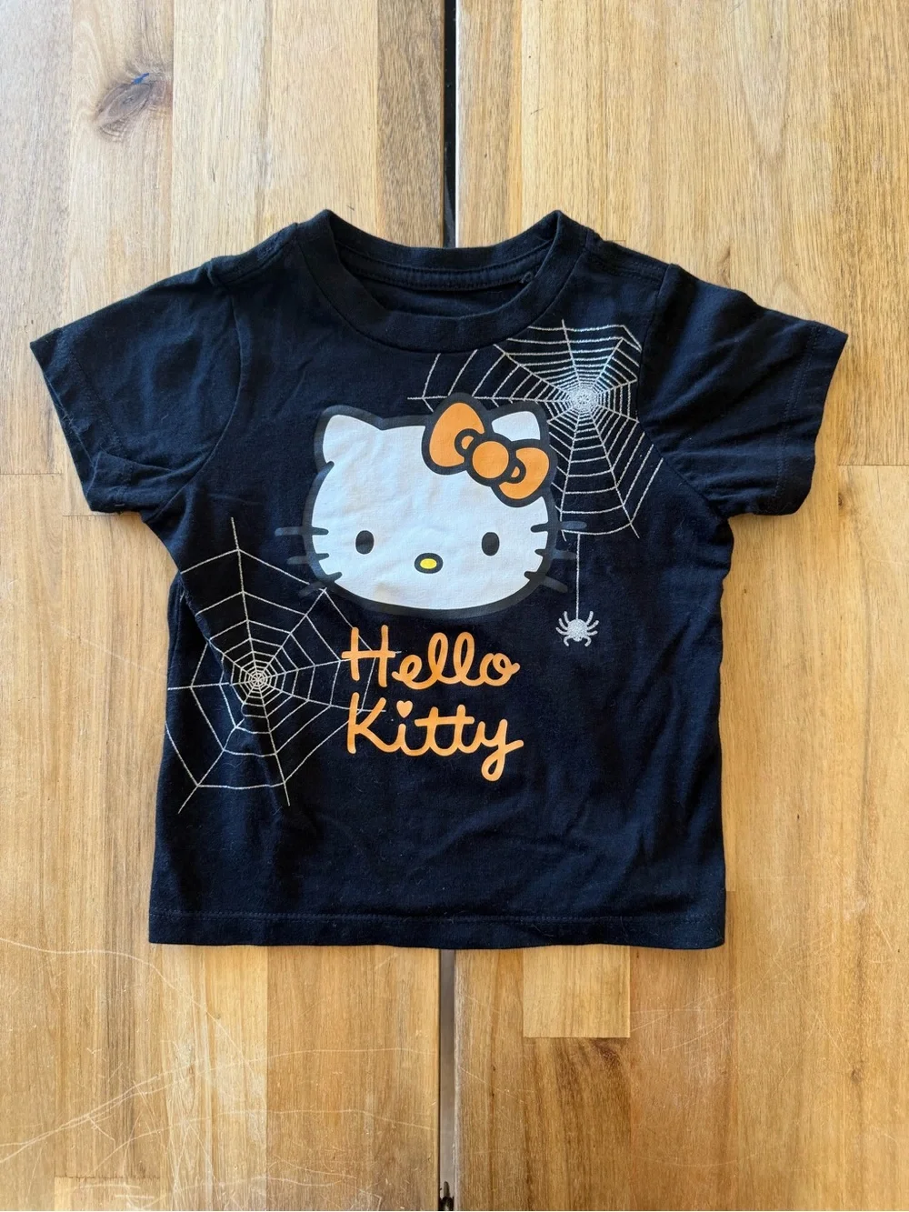 Hello Kitty Sanrio Halloween Spiderweb Black Tee 2T